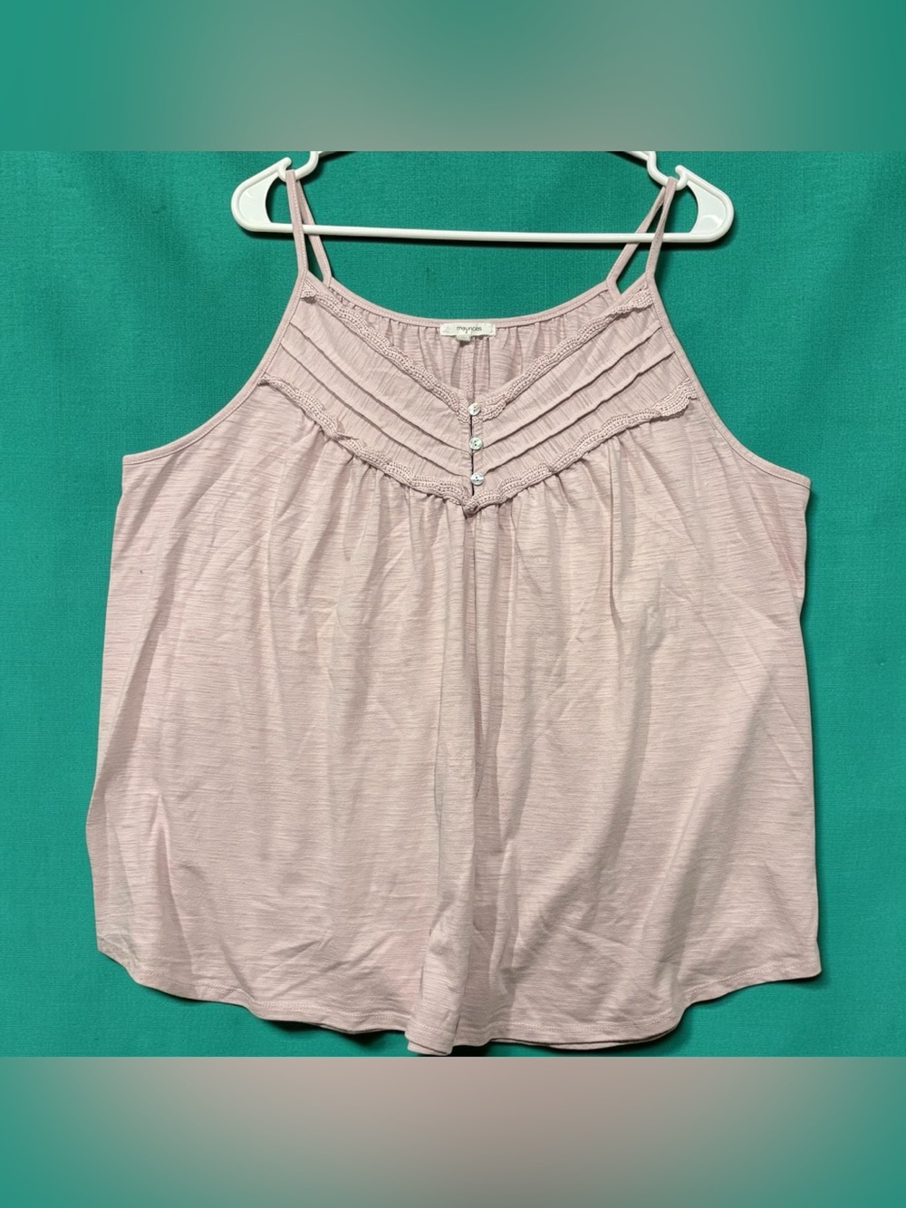 Maurices Pale Pink Pintuck Lace-Trim Camisole 2X